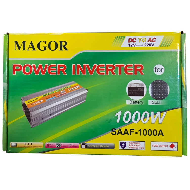 اینورتر و مبدل برق 1000 وات ماژور (MAGOR) مدل SAAF-1000A - تبدیل 12 به 220 ولت